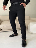 Manfinity Mode Men's Solid Color Zipper-Fly Straight Pants With Built-In Zipper Pocket