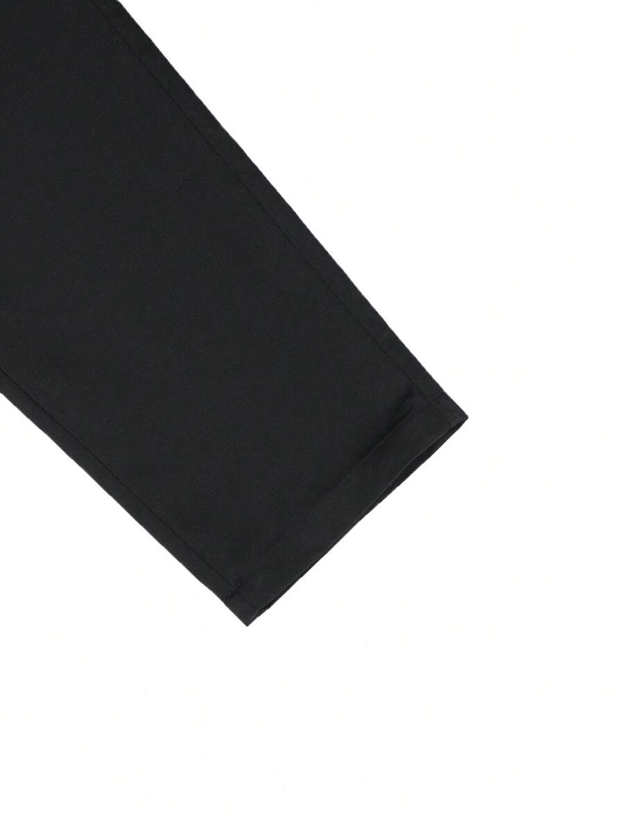 Manfinity Mode Men's Solid Color Zipper-Fly Straight Pants With Built-In Zipper Pocket