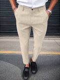 Manfinity Mode Solid Color Slim Fit Suit Pants With Pockets