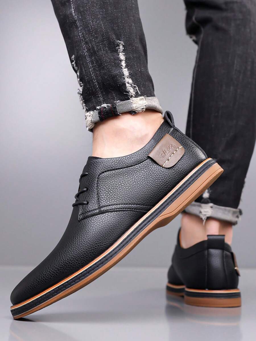 Men's Classic Formal Shoes, Lightweight Lace-Up Oxford Shoes For Business And Casual Wear