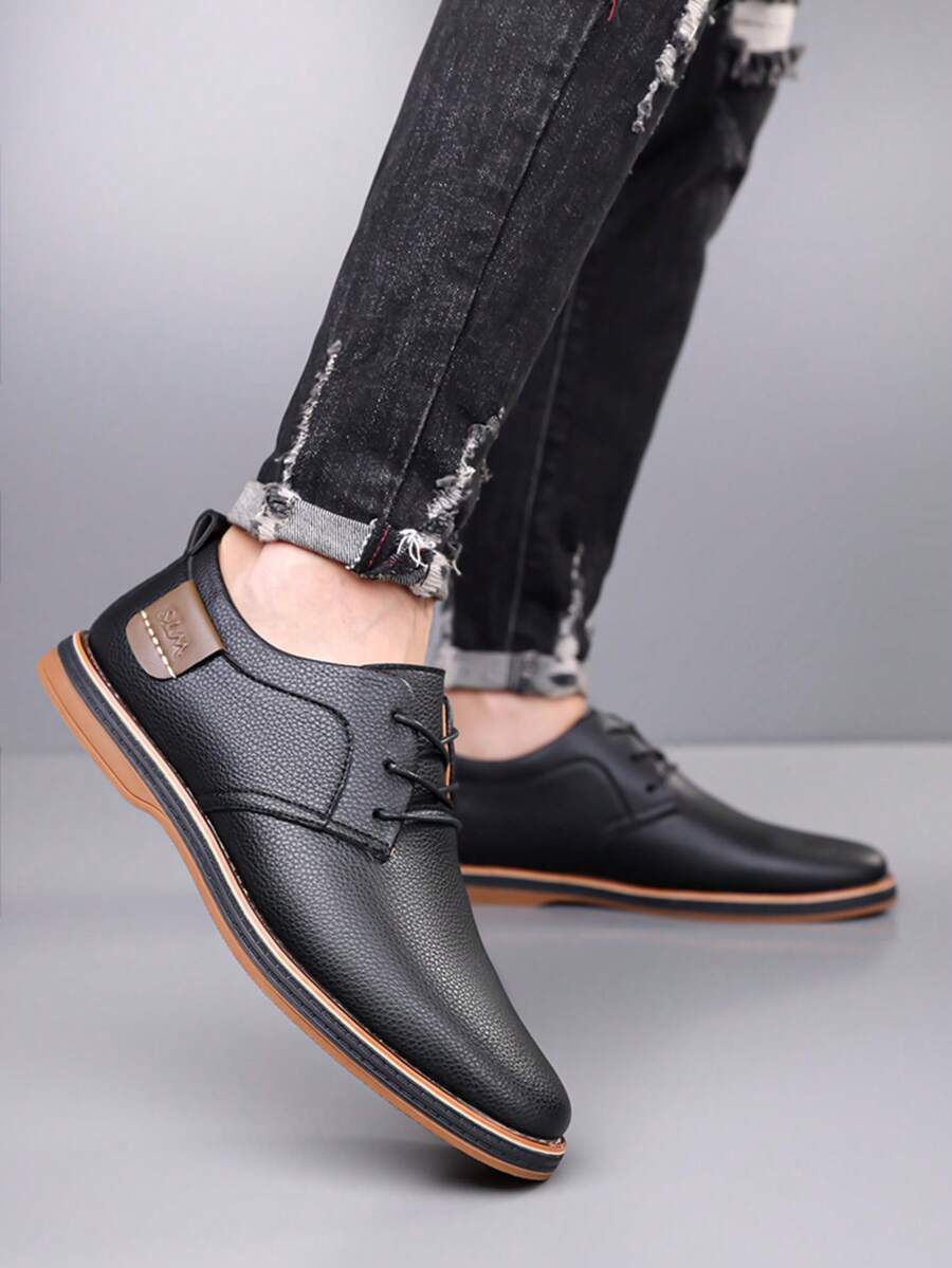 Men's Classic Formal Shoes, Lightweight Lace-Up Oxford Shoes For Business And Casual Wear