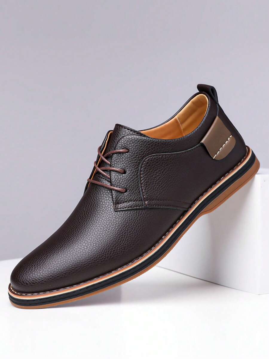 Men's Classic Formal Shoes, Lightweight Lace-Up Oxford Shoes For Business And Casual Wear