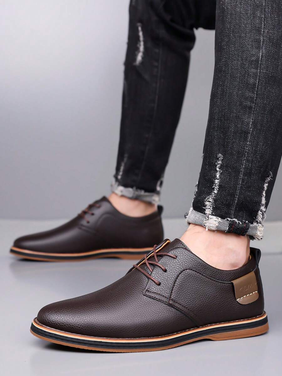 Men's Classic Formal Shoes, Lightweight Lace-Up Oxford Shoes For Business And Casual Wear