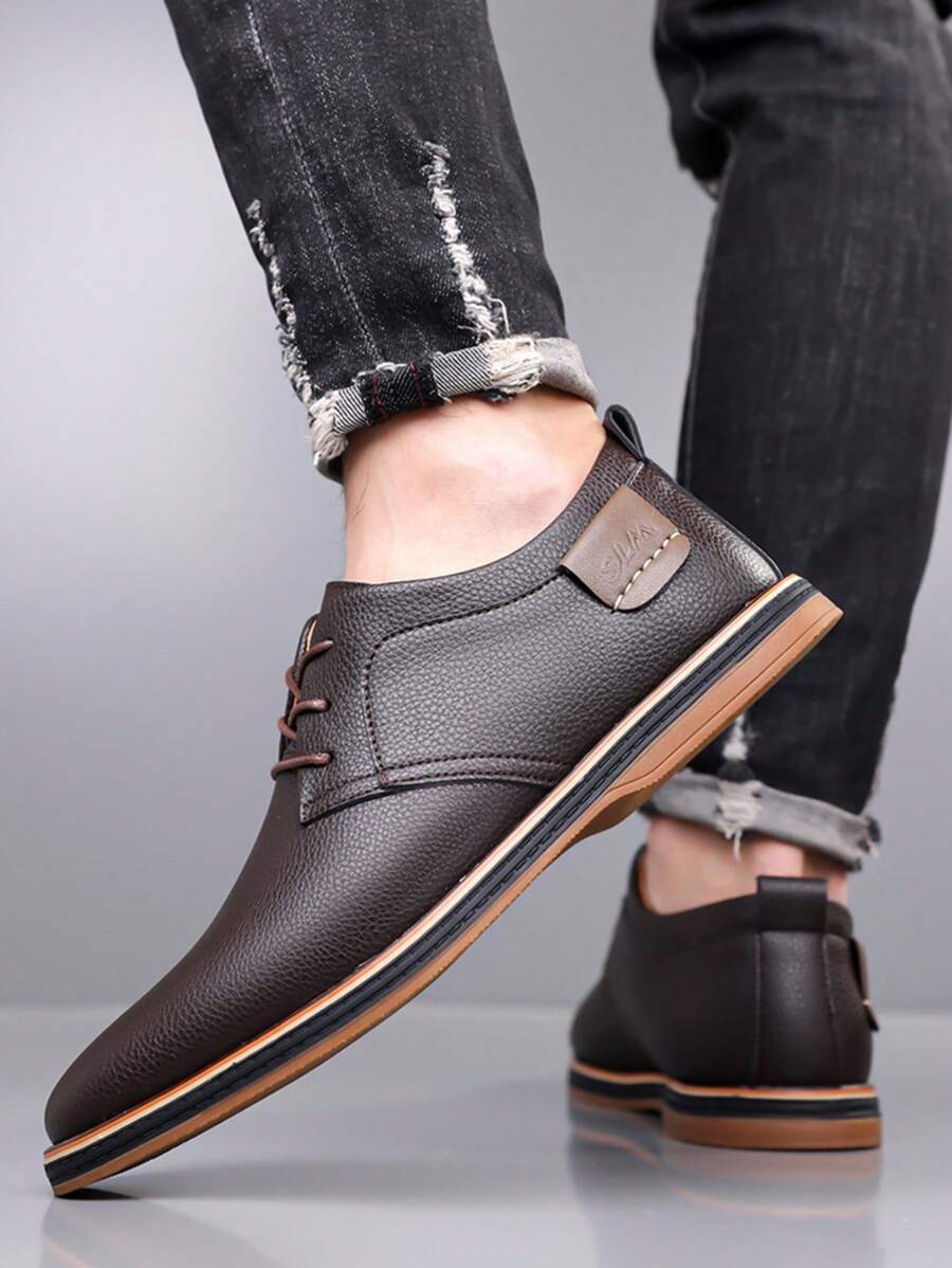 Men's Classic Formal Shoes, Lightweight Lace-Up Oxford Shoes For Business And Casual Wear