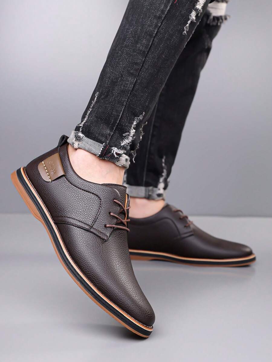 Men's Classic Formal Shoes, Lightweight Lace-Up Oxford Shoes For Business And Casual Wear